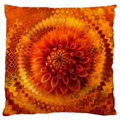 Abstract Dahlia Orange Autumn Large Cushion Case (two Sides) by Wegoenart