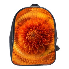 Abstract Dahlia Orange Autumn School Bag (xl) by Wegoenart