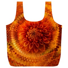 Abstract Dahlia Orange Autumn Full Print Recycle Bag (xl)