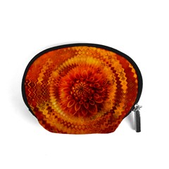 Abstract Dahlia Orange Autumn Accessory Pouch (small) by Wegoenart