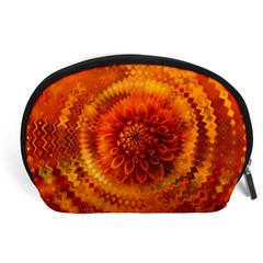 Abstract Dahlia Orange Autumn Accessory Pouch (large) by Wegoenart