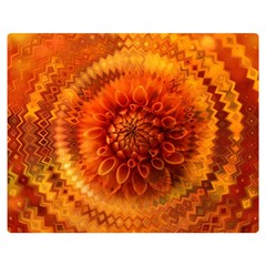 Abstract Dahlia Orange Autumn Double Sided Flano Blanket (medium)  by Wegoenart