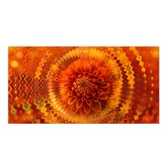 Abstract Dahlia Orange Autumn Satin Shawl by Wegoenart