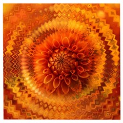 Abstract Dahlia Orange Autumn Wooden Puzzle Square by Wegoenart