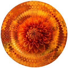 Abstract Dahlia Orange Autumn Wooden Puzzle Round by Wegoenart