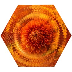 Abstract Dahlia Orange Autumn Wooden Puzzle Hexagon by Wegoenart