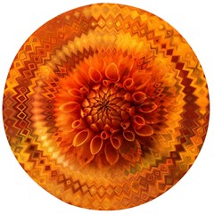 Abstract Dahlia Orange Autumn Wooden Bottle Opener (round)