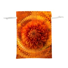 Abstract Dahlia Orange Autumn Lightweight Drawstring Pouch (l)