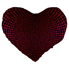 Binary Code Binary Binary System Large 19  Premium Flano Heart Shape Cushions