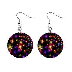 Star Colorful Christmas Abstract Mini Button Earrings by Wegoenart