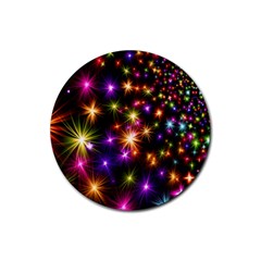 Star Colorful Christmas Abstract Rubber Coaster (round)  by Wegoenart