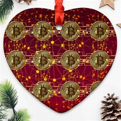 Block Chain Network Bitcoin Data Ornament (heart) by Wegoenart