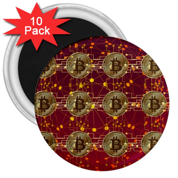 Block Chain Network Bitcoin Data 3  Magnets (10 pack) 