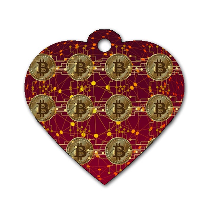 Block Chain Network Bitcoin Data Dog Tag Heart (One Side)