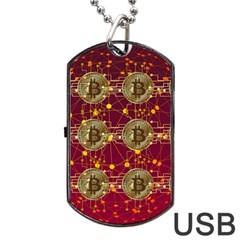 Block Chain Network Bitcoin Data Dog Tag Usb Flash (one Side) by Wegoenart