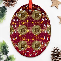 Block Chain Network Bitcoin Data Ornament (oval Filigree) by Wegoenart