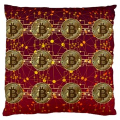 Block Chain Network Bitcoin Data Large Cushion Case (one Side) by Wegoenart