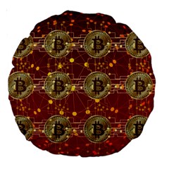 Block Chain Network Bitcoin Data Large 18  Premium Round Cushions by Wegoenart