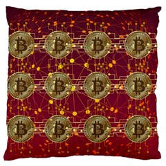 Block Chain Network Bitcoin Data Large Flano Cushion Case (one Side) by Wegoenart