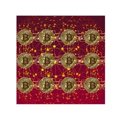 Block Chain Network Bitcoin Data Small Satin Scarf (square) by Wegoenart