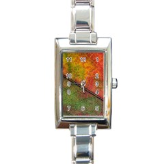 Fall Foliage Color Leaf Veins Rectangle Italian Charm Watch by Wegoenart