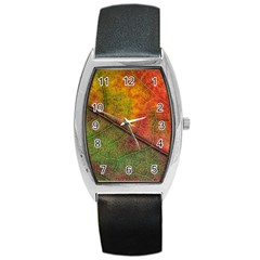 Fall Foliage Color Leaf Veins Barrel Style Metal Watch by Wegoenart