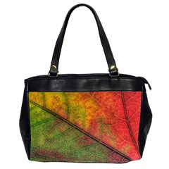 Fall Foliage Color Leaf Veins Oversize Office Handbag (2 Sides)