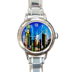 Skyline Frankfurt Christmas Star Round Italian Charm Watch by Wegoenart