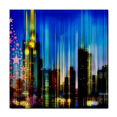 Skyline Frankfurt Christmas Star Tile Coaster