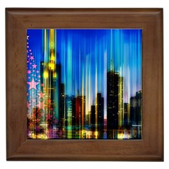 Skyline Frankfurt Christmas Star Framed Tile