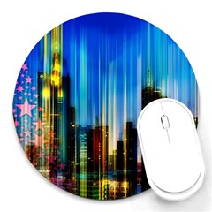 Skyline Frankfurt Christmas Star Round Mousepads by Wegoenart