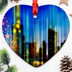 Skyline Frankfurt Christmas Star Ornament (heart) by Wegoenart