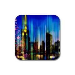 Skyline Frankfurt Christmas Star Rubber Coaster (Square) 