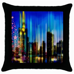 Skyline Frankfurt Christmas Star Throw Pillow Case (black) by Wegoenart