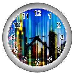 Skyline Frankfurt Christmas Star Wall Clock (Silver)