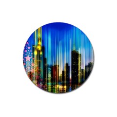 Skyline Frankfurt Christmas Star Magnet 3  (round) by Wegoenart