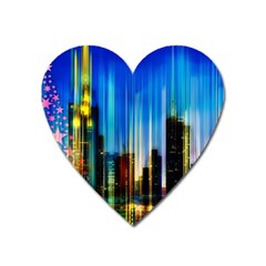 Skyline Frankfurt Christmas Star Heart Magnet by Wegoenart