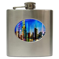 Skyline Frankfurt Christmas Star Hip Flask (6 Oz) by Wegoenart