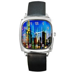 Skyline Frankfurt Christmas Star Square Metal Watch by Wegoenart