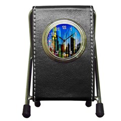 Skyline Frankfurt Christmas Star Pen Holder Desk Clock