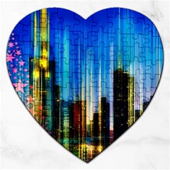 Skyline Frankfurt Christmas Star Jigsaw Puzzle (Heart)