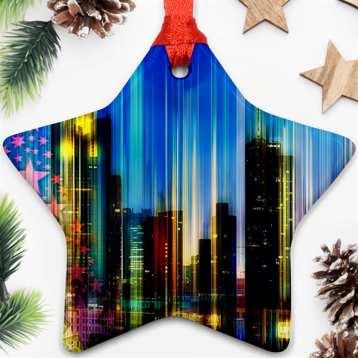 Skyline Frankfurt Christmas Star Star Ornament (Two Sides)