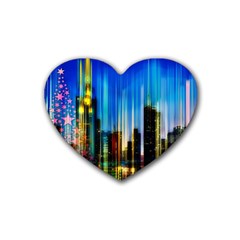 Skyline Frankfurt Christmas Star Rubber Coaster (Heart) 