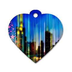 Skyline Frankfurt Christmas Star Dog Tag Heart (two Sides) by Wegoenart