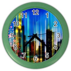 Skyline Frankfurt Christmas Star Color Wall Clock