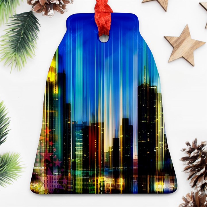 Skyline Frankfurt Christmas Star Ornament (Bell)