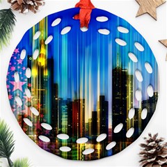 Skyline Frankfurt Christmas Star Round Filigree Ornament (Two Sides)