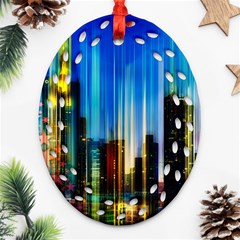 Skyline Frankfurt Christmas Star Oval Filigree Ornament (two Sides) by Wegoenart