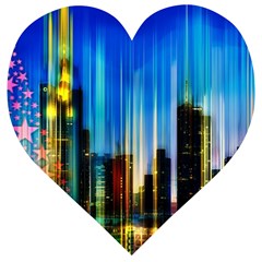 Skyline Frankfurt Christmas Star Wooden Puzzle Heart