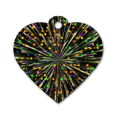 Explosion Abstract Pattern Dog Tag Heart (two Sides) by Wegoenart